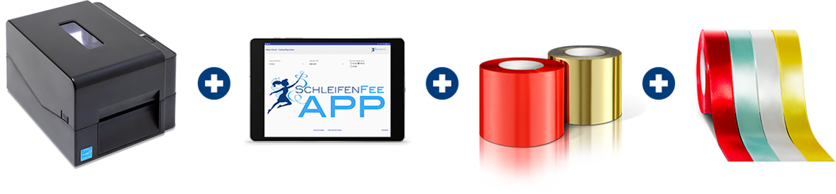 Schleifendrucker, App, Druckfolien und Satinbänder